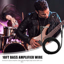 10ft Bass Amplifier Wire Cord Right Angle Stereo AMP Cable for Electric Guita