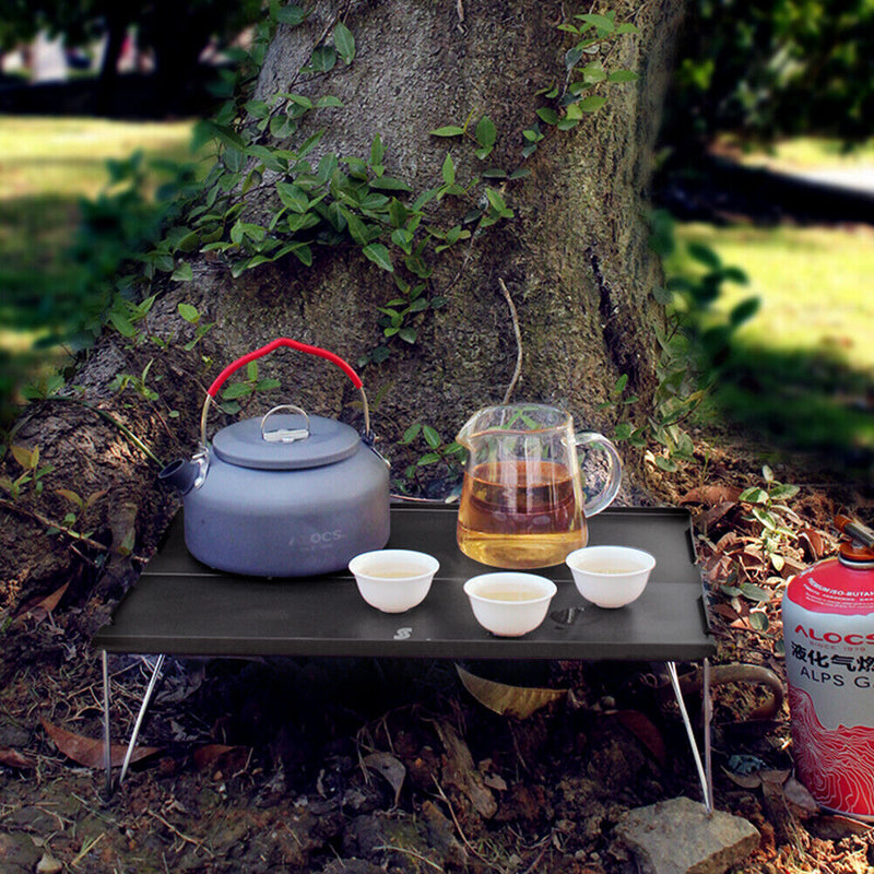 Foldable Mini Camp Table Portable Picnic Computer Desk w/ Carry Bag (Black)