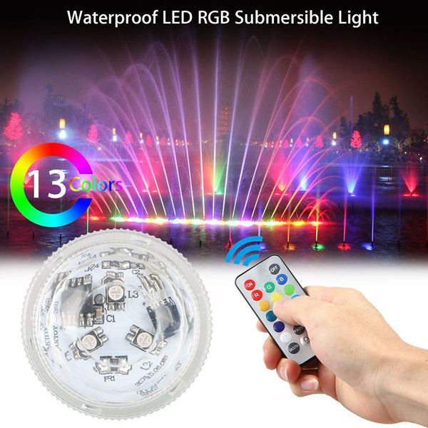 Wireless Waterproof Submersible Lamp Remote Controller 3 LED Light RGB