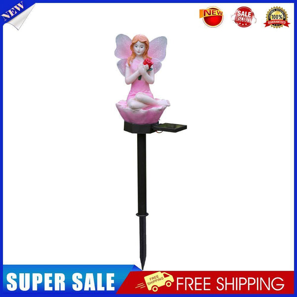 2*Solar Flower Fairy Light Outdoor Pixie Lawn Stake Lamp Garden Decor(Pink)