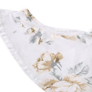 Floral Print Ruffles Knee-length Dress Women Backless Halter Dress(White L)