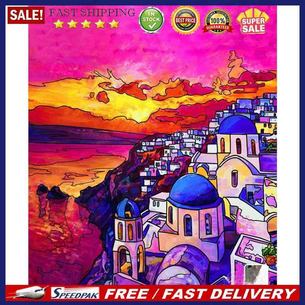 Sunset Town Acrylic Oil Paint By Numbers Set Canvas Drawing DIY Coloring Picture