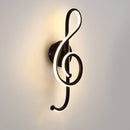 LED Musical Note Wall Lamp Bedside Spiral Night Light (Warm Light)(Black) Newly
