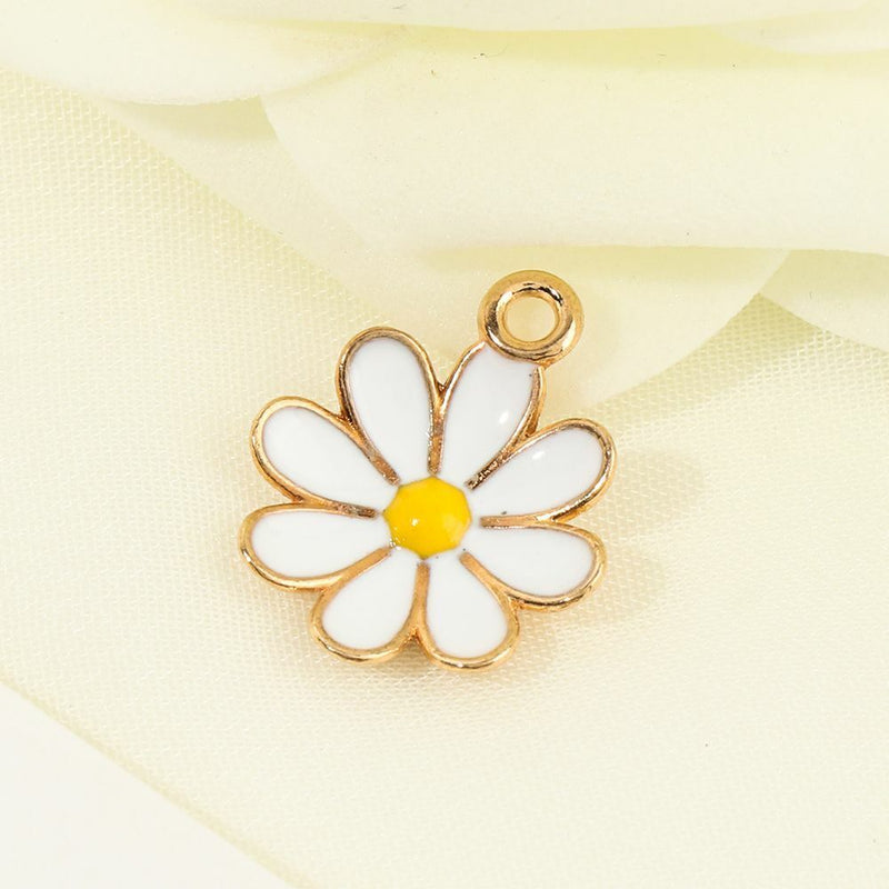 earring charms Enamel Flower Charm Daisy Flower Daisy Charm Flower Pendants