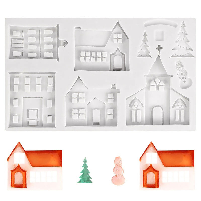Diy Cake Fondant Mold Cupcake Decor Silicone Soap Mold Christmas Tree Castl