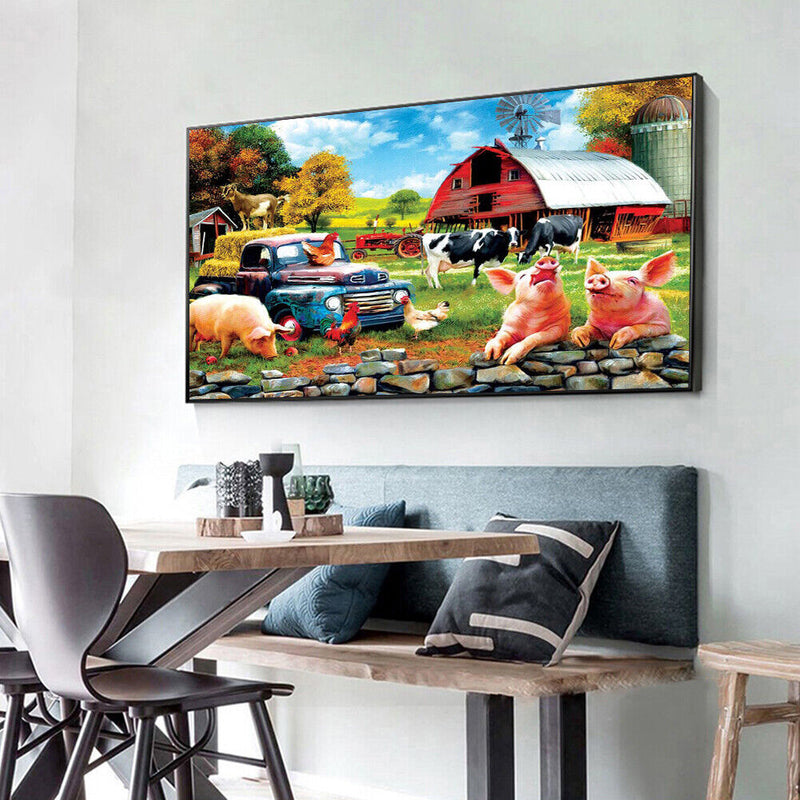DIY Poultry Grassland Rhinestone Picture Full Round Diamond Mosaic Painting K