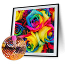 5D DIY Full Drill Round Shape Rainbow Flower Rhinestone Diamond Drawing Kit