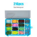 216pcs Soft Fishing Lures Metal Artificial Soft Bait Fishing Tackle Accesso