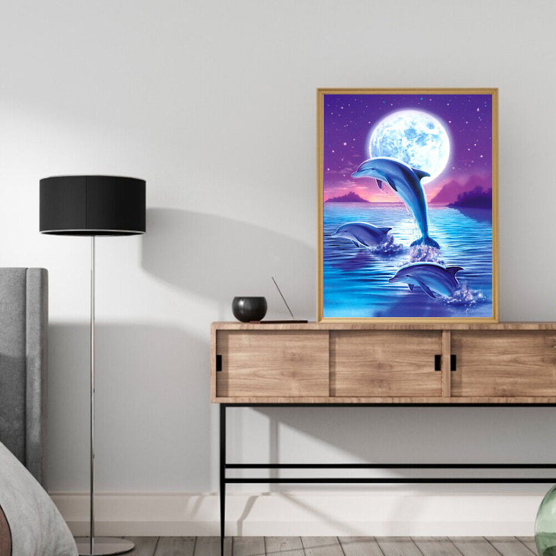 Acrylic Oil Painting By Numbers Dolphin Handmade Digital Picture Art Home Decor