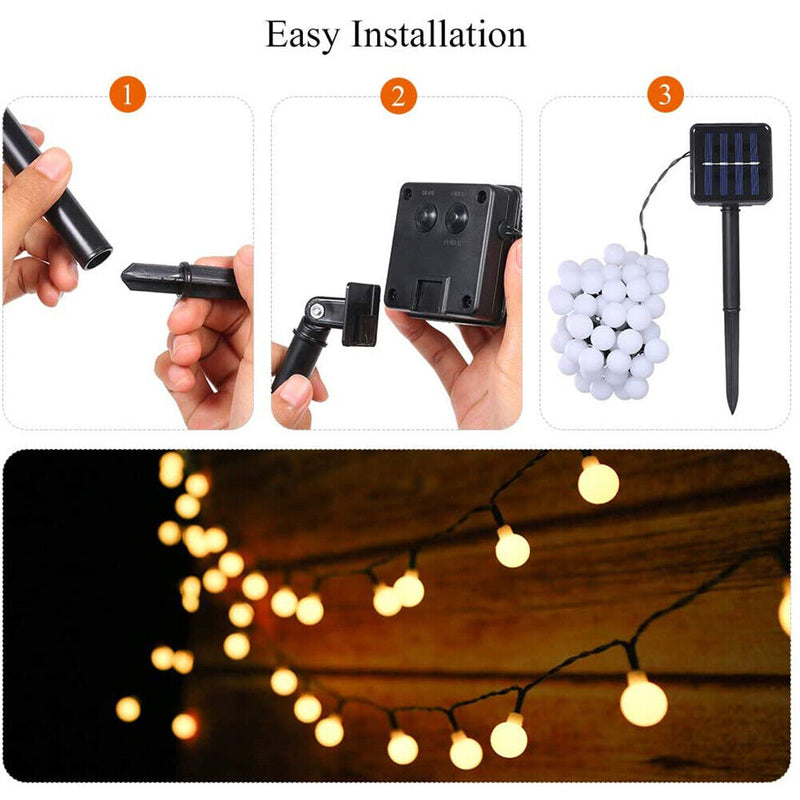 LED Solar String Lights Waterproof Crystal Balls Fairy Lamps Garden Decor Newly