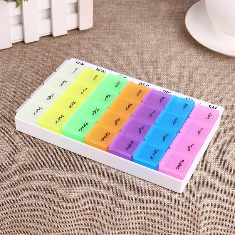 domybest 28 Compartment Pills Storage Box 7 Day Morning Noon at Night Backup Ta