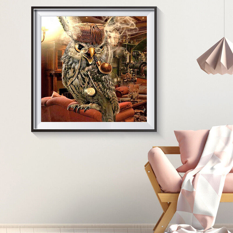Frameless Owl in Cat Oil Paint By Numbers DIY Handmade Drawing On Canvas Kit