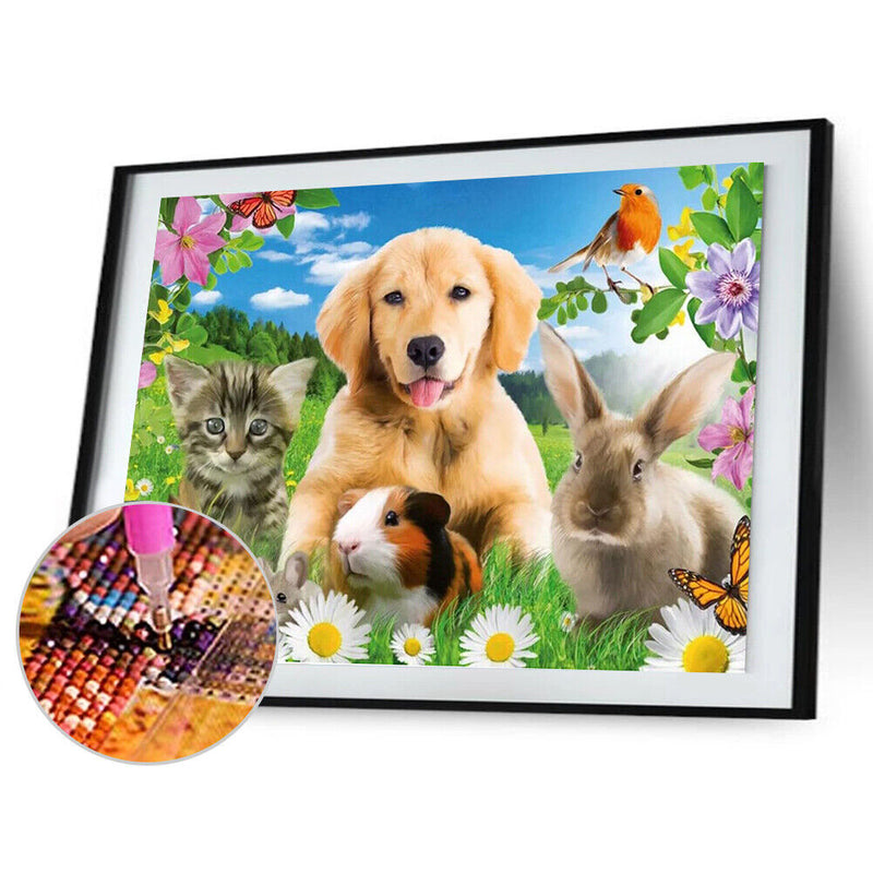 5D DIY Full Drill Diamond Painting Cute Animals Cross Stitch Embroidery Kit