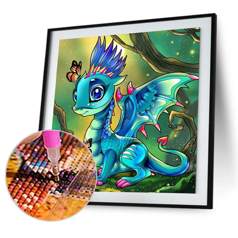 5D DIY Diamond Painting Cartoon Dragon Full Round Drill Mosaic Picture Decor Kit