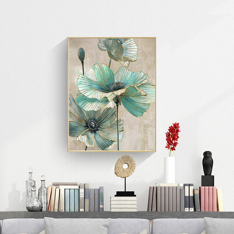 Digital Paint Flowers Painted By Numbers On Canvas Wall