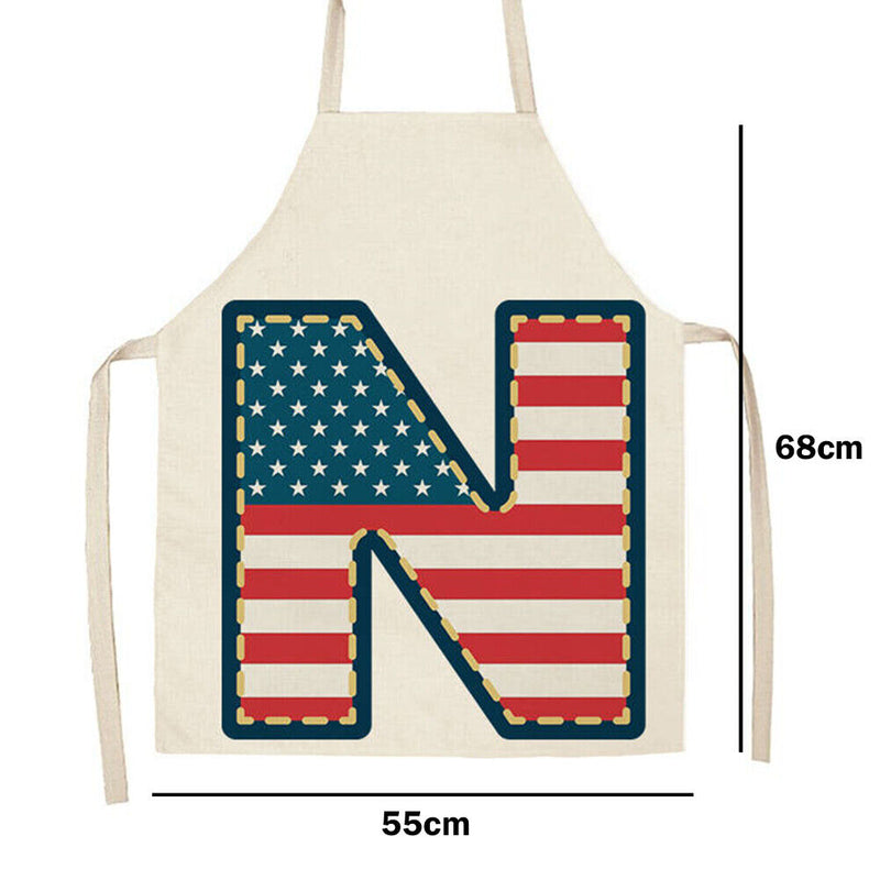 Flag N Print Apron Linen Waterproof Cooking Bibs Chefs Pinafore (68x55cm)