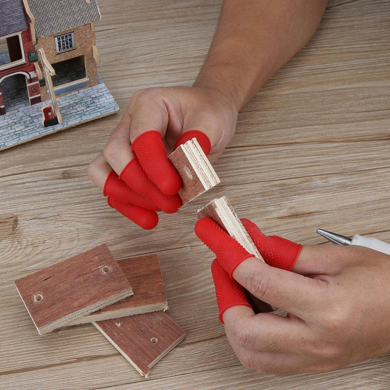 Anti-slip Hot Glue Gun Finger Caps Silicone Finger Cover Sleeve (Red 5pcs)
