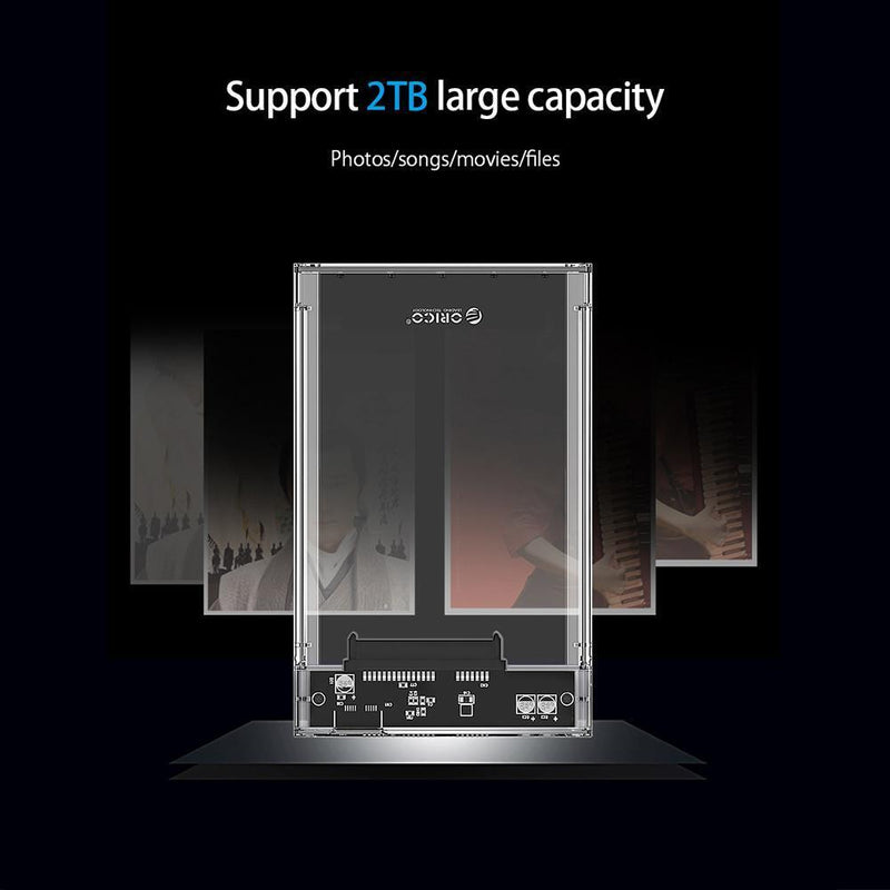 ORICO 2.5in SATA USB3.0 HDD External Hard Drive Enclosure Tool Free Case