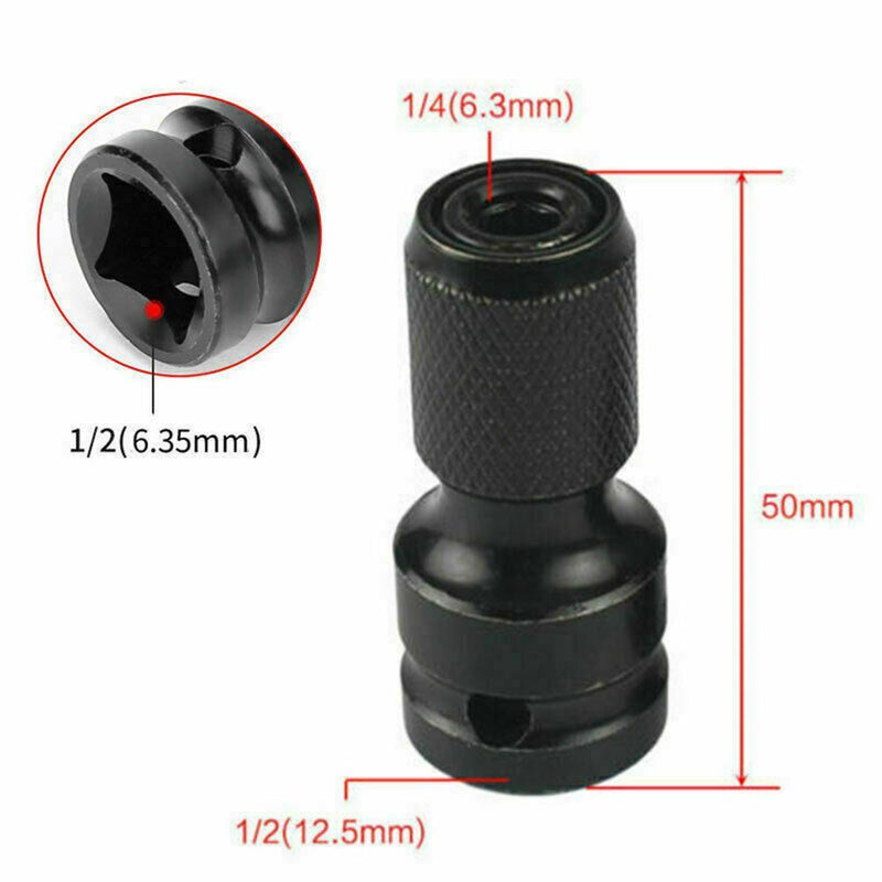 Wrench 1/2inch Drive to 1/4inch Change Socket Adapter Hex Drill Chuck Converter