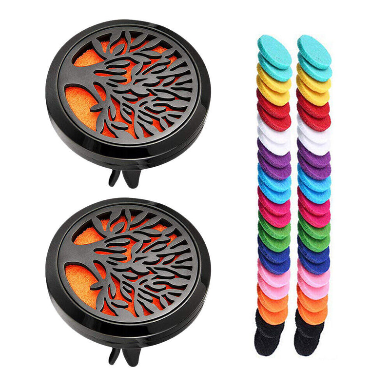 2pcs Car Perfume Air Vent Essential Oil Locket Diffuser Clisp with 48pcs Pads