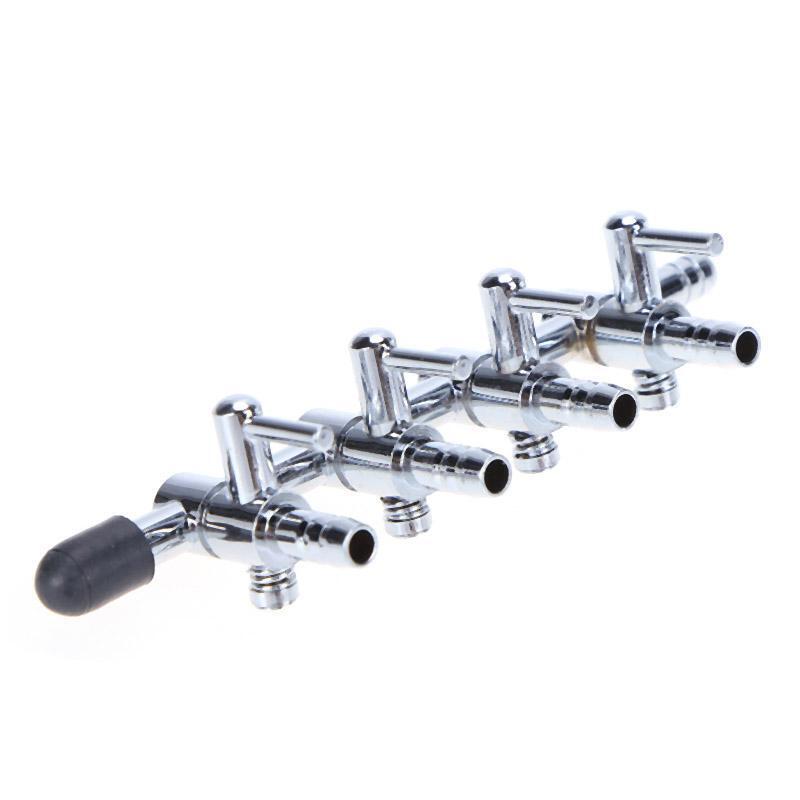 Air Flow Line Stainless Steel Control Valve Aquarium Pump Splitter(4-way) Newly
