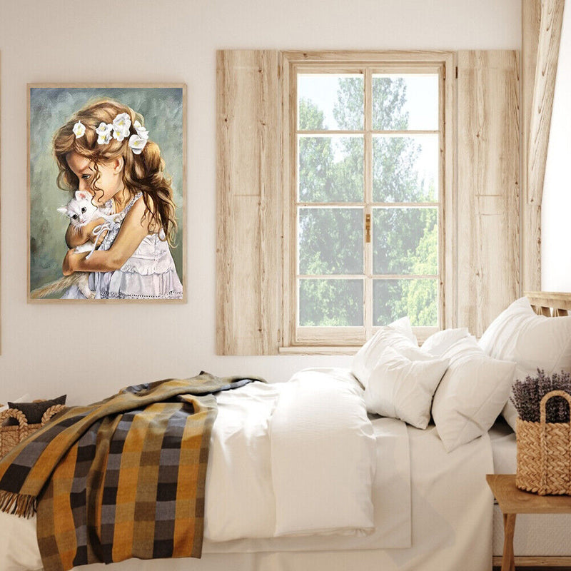 Little Girl Oil Paint By Numbers Kit DIY Acrylic Painting on Canvas Frameless