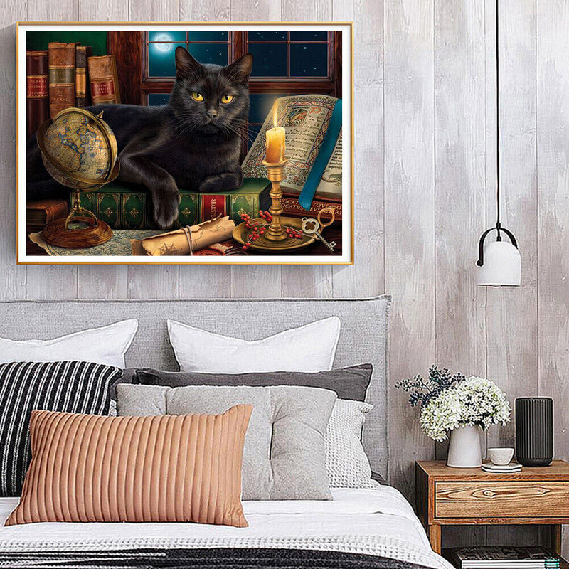 Cat Frameless Oil Paint by Numbers Kit Coloring on Canvas Handpainted Handicr