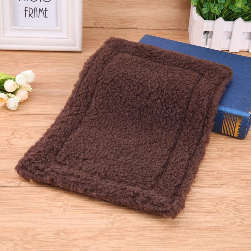 Plush Pet Hamster Cushion Mat Squirrel Blanket Guinea Pig Bed(Dark Brown)