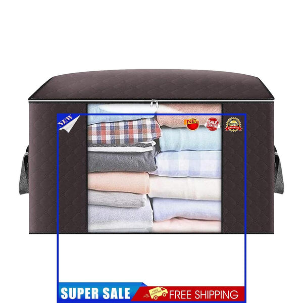 Large Capacity Clothes Storage Bag Foldable Organizer for Comforter (Coffee