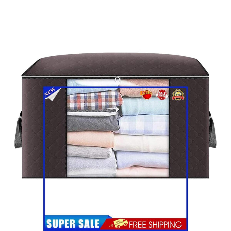 Large Capacity Clothes Storage Bag Foldable Organizer for Comforter (Coffee