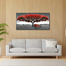 Red Tree Bench Oil Paint By Numbers Kits DIY Handpainted on Canvas Wall Pictures