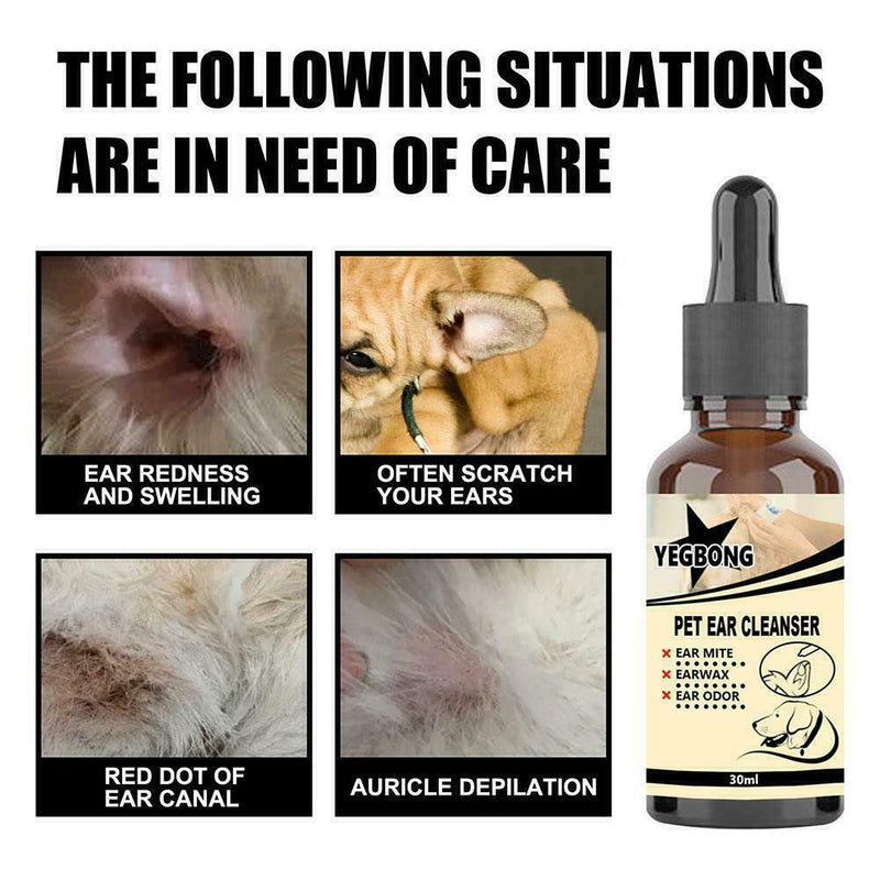 Pet Eye Drops Ear Cleaning Liquid Pet Cat Dog Auricular Mites Killer Puppy E8Q4