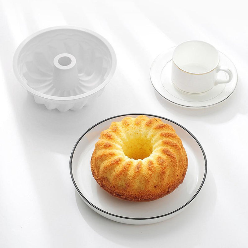 Silicone Cake Molds 6 inch Round Spiral Savoirin Pan Baking Tray (Blue A)