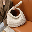 Large Capacity Shoulder Bag Solid Lattice Color Handbag Women Eiderdown Satchels