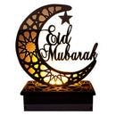 Hollowed Moon Pattern LED Light Wooden Ramadan EID Mubarak Islam Muslim Craft