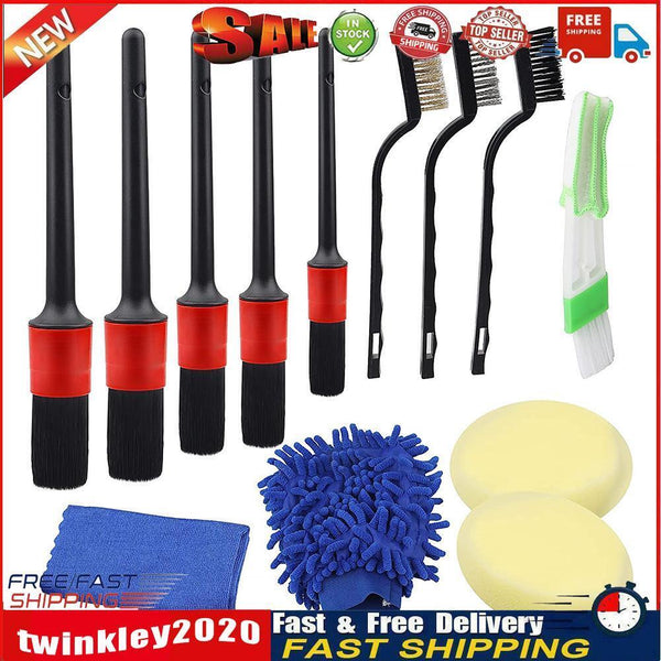 13pcs Car Detailing Cleaning Brush Set Air Vent Tyre Rim Cleaner Scrubber Newly