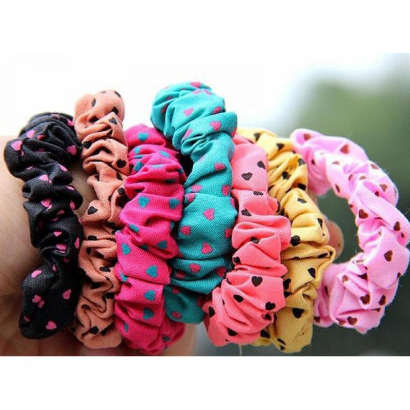 Women Fashion Girl Scrunchie Dot Print Hair Band Rope Ponytail Holder