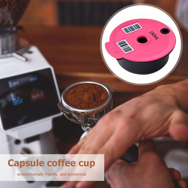 Coffee Capsules Cup with Spoon Brush Black Refillable Coffeeware (180ml)