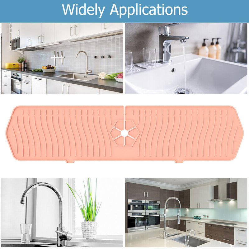 Silicone Faucet Absorbent Draining Mat Splash Guard Water Catcher (Pink) Newly