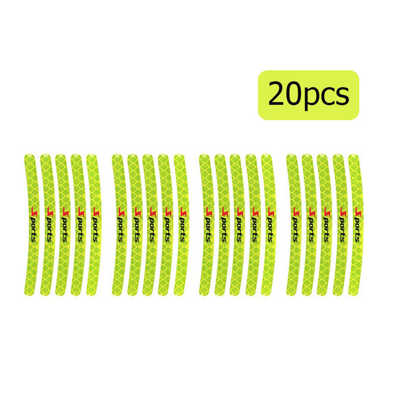 20pcs Wheel Hub Stickers Reflective Tire Rim Tape Strips for Bike Motorcycl
