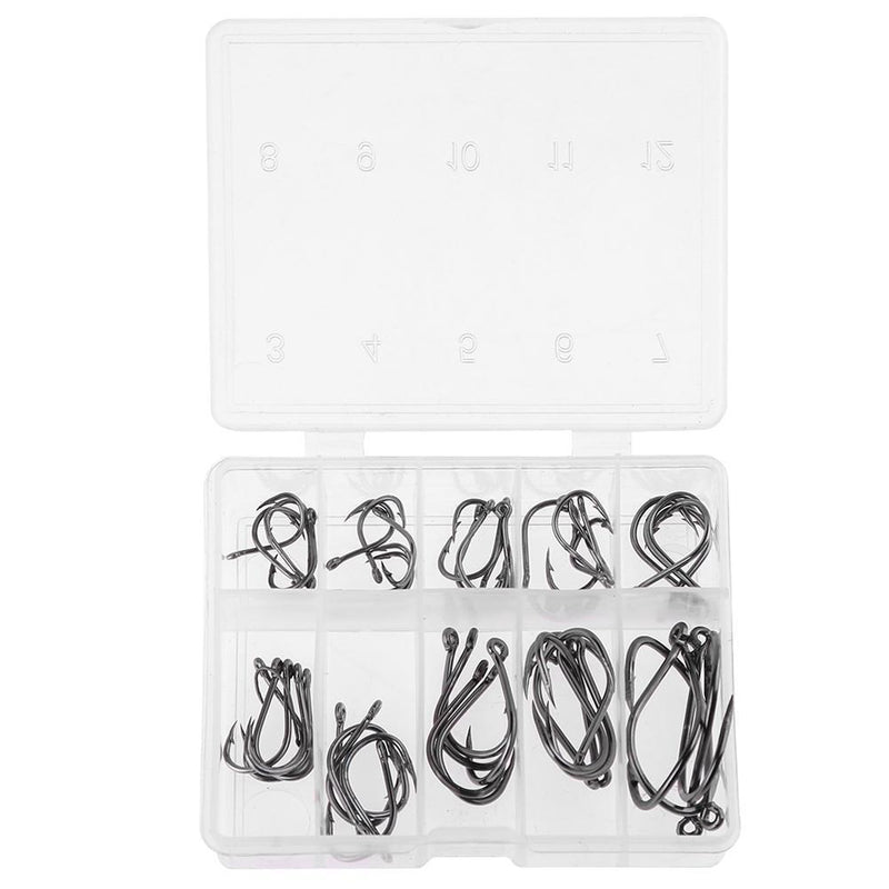 500pcs/Set No. 3-12 10 Types Black Nickel Hook Fishing Accessories