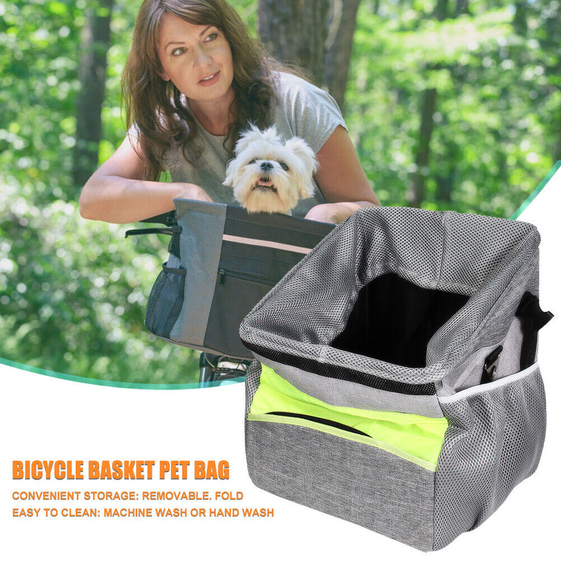 Bicycle Basket Bags Foldable Pet Dog Cats Cycling Bike Front Carrier Pouch