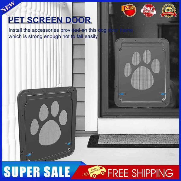 Pet Dog Lockable Screen Door with Magnetic Dog Cats Enter Sliding Gate Supplies