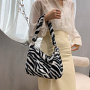 Fashion Women Printing Plush Shoulder Bag Casual Large Capacity Underarm Bags