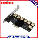 PCI-E 1x1 to 7 Riser Card Adapter Multiplier Hub Connector PCI-Express USB 3.0
