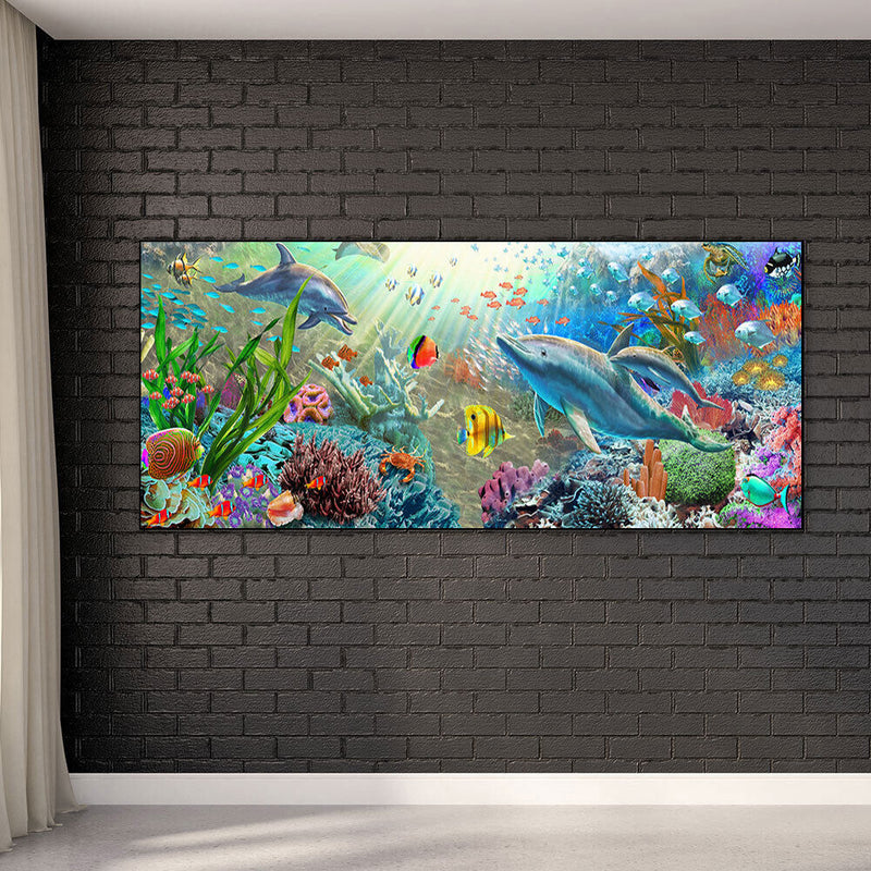 Undersea Dolphins Oil Paint By Numbers Kits DIY Handpainted Decoration Unfr