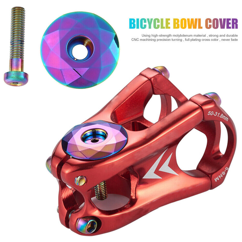 1-1/8 inch Bike Stem Top Cap MTB Bicycle Headset Cap Cover with Bolt Burnt