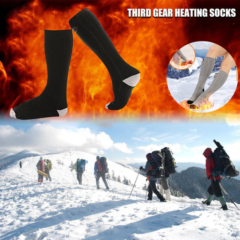 2pcs Electric Heating Socks Foot Warmer Stockings (Black 4500mAh Battery) Newly