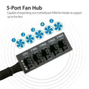 PC CPU Power 1 Female To 5 Male 4 Pin Socket Cooler Best Fan T4W2