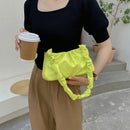Fashion Women Casual PU Leather Solid Color Small Pleated Underarm Shoulder Bags